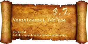 Veszelovszki Tünde névjegykártya